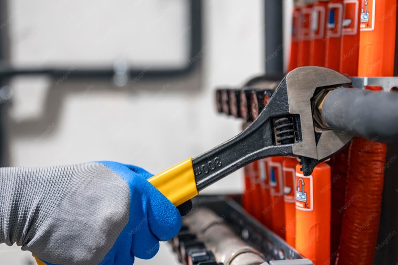 Technicien realisant une maintenance industrielle